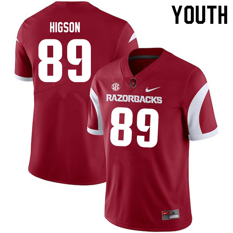 Youth #89 Jonas Higson Arkansas Razorbacks College Football Jerseys Sale-Cardinal - Click Image to Close